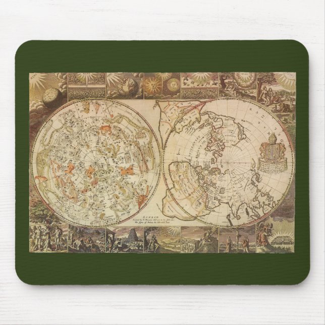 Vintage Astronomy, Celestial Planisphere Map Mouse Pad (Front)