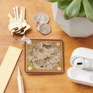 Vintage Astronomy, Celestial Planisphere Star Map Keychain