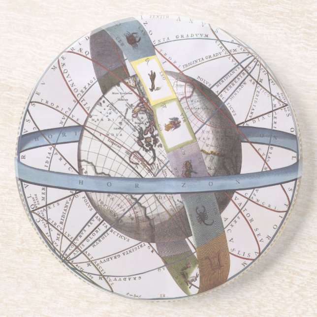 Vintage Astronomy, Celestial Planisphere Zodiac Coaster (Front)
