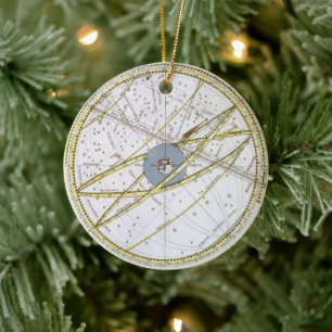 Vintage Astronomy, Comet Path by Matthaeus Seutter Ceramic Ornament