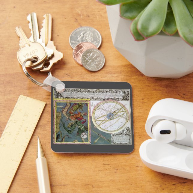 Vintage Astronomy, Comet Path by Matthaeus Seutter Keychain (Desk)