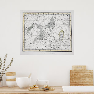 Vintage Astronomy Constellations Celestial Map Poster