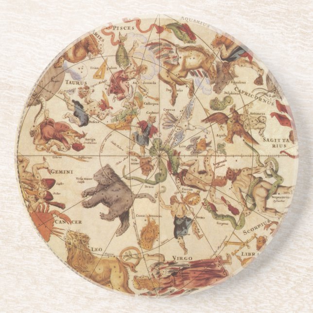 Vintage Astronomy Constellations, Frederik de Wit Coaster (Front)