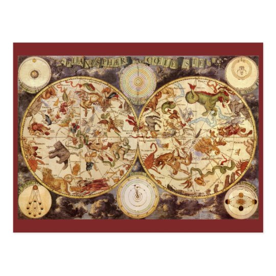 Vintage Astronomy Constellations, Frederik de Wit Postcard