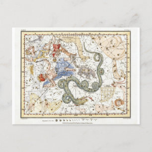 Vintage Astronomy Constellations Map Postcard