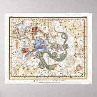Vintage Astronomy Constellations Map