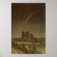 Vintage Astronomy, Donati Comet over Paris in 1858
