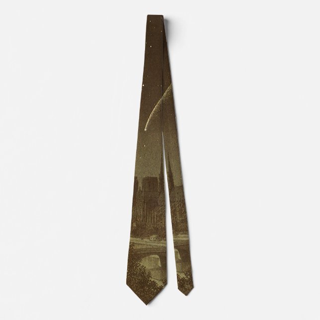Vintage Astronomy, Donati Comet over Paris in 1858 Tie (Front)