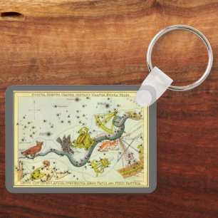 Vintage Astronomy, Hydra Snake Constellation Stars Keychain