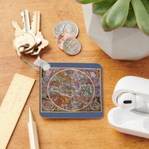 Vintage Astronomy, Map of Christian Constellations Keychain