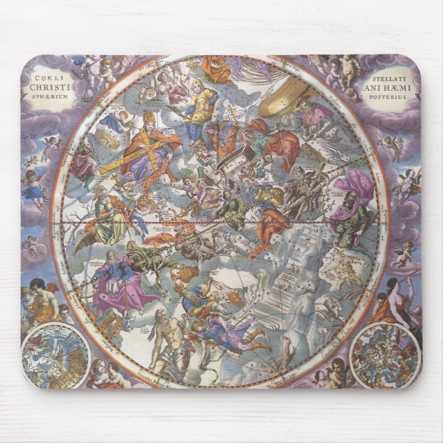 Vintage Astronomy, Map of Christian Constellations Mouse Pad (Front)