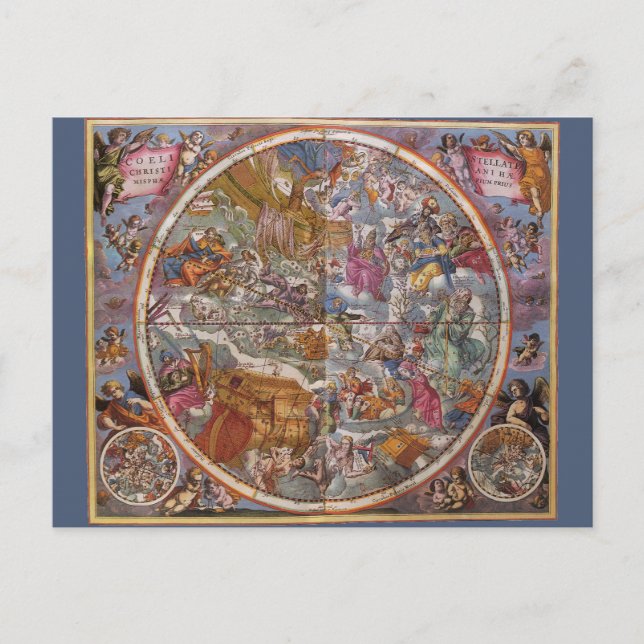 Vintage Astronomy, Map of Christian Constellations Postcard (Front)