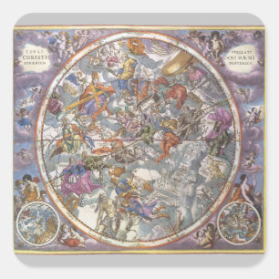 Vintage Astronomy, Map of Christian Constellations Square Sticker