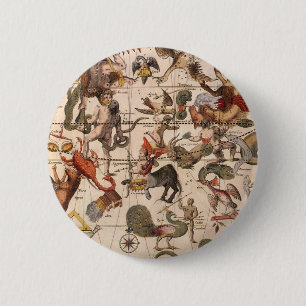 Vintage Astronomy, Star Map by Johannes van Keulen 2 Inch Round Button