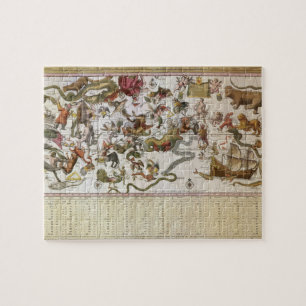 Vintage Astronomy, Star Map by Johannes van Keulen Jigsaw Puzzle