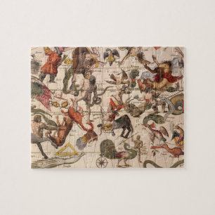 Vintage Astronomy, Star Map by Johannes van Keulen Jigsaw Puzzle