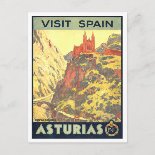 Vintage Asturias, Spain, Travel Poster Postcard
