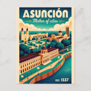 Vintage Asunción Paraguay Mother of Cities Retro Postcard