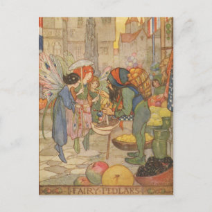 Vintage - At the Fairy Market, Postcard