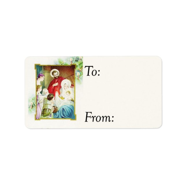 Vintage At The Nativity Gift Tag (Front)