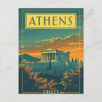 Vintage Athènes, Grèce Carte postale | Parthénon