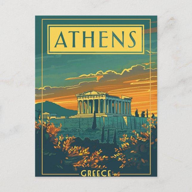 Vintage Athènes, Grèce Carte postale | Parthénon (Devant)
