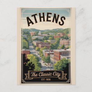 Vintage Athens Georgia Retro Travel Postcard