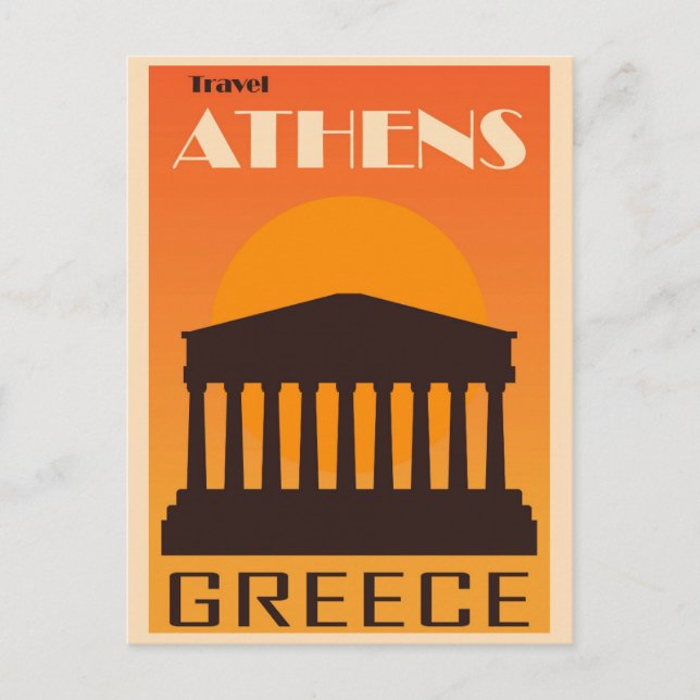 Vintage Athens Greece Acropolis Ruins Travel Postcard (Front)