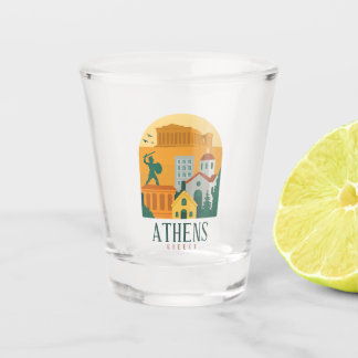 Vintage Athens Greece Parthenon Shot Glass | Retro