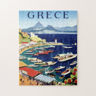 Vintage Athens Greece Travel Illustration Art Jigsaw Puzzle