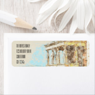 Vintage Athens Greece Travel Label – Retro Colour 