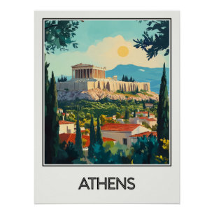 Vintage Athens poster, splendor of the Acropolis Poster