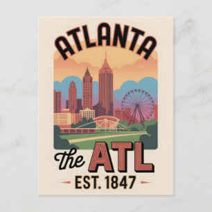 Vintage Atlanta Georgia The ATL Retro Travel Postcard
