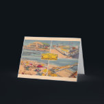 Vintage Atlantic City Illustrated  Card<br><div class="desc">A vintage,  very colourful postcard of the old attractions in Atlantic City,  New Jersey repurposed on a greeting card you can personalize!  Purchase as is for a birthday or change the message to anything you like.</div>