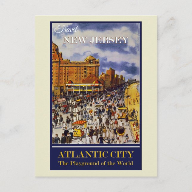Vintage Atlantic City New Jersey Travel Postcard (Front)