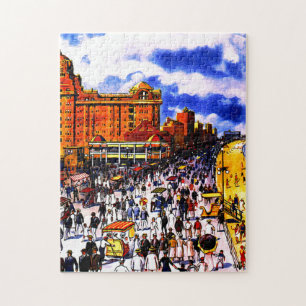 Vintage Atlantic City Train Travel Jigsaw Puzzle