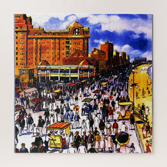 Vintage Atlantic City Train Travel Jigsaw Puzzle (Vertical)
