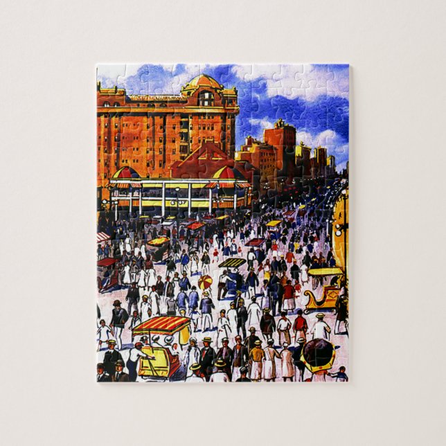Vintage Atlantic City Train Travel Jigsaw Puzzle (Vertical)