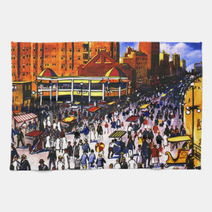 Vintage Atlantic City Train Travel Kitchen Towel