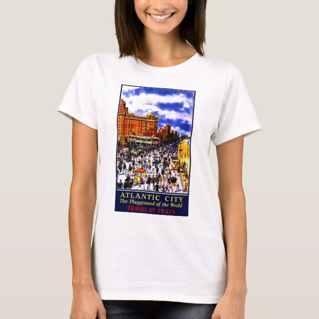 Vintage Atlantic City Train Travel T-Shirt (Front)