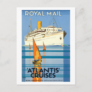VINTAGE ATLANTIS OCEAN LINER TRAVEL POSTCARD