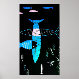 Vintage Atomic Fish Poster