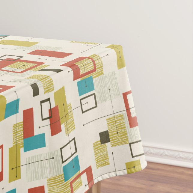 Vintage Atomic Tiki Design Tablecloth (In Situ)