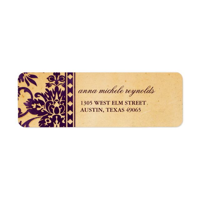 Vintage Aubergine Damask Lace Fancy (Front)