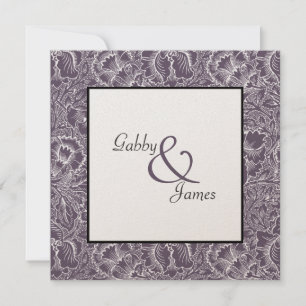Vintage Aubergine Plum Pattern Wedding Invitation