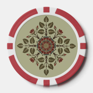 Vintage Audsley Tudor Rose Victorian Pattern Art Poker Chips
