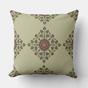 Vintage Audsley Tudor Rose Victorian Pattern Art Throw Pillow