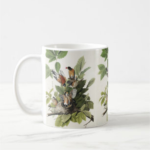 Vintage Audubon American Robin Bird Nest Art Coffee Mug