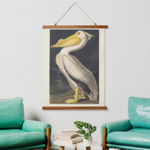 Vintage Audubon American White Pelican Bird Art Hanging Tapestry
