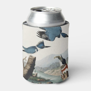 Vintage Audubon Belted Kingfisher Bird Art Can Cooler